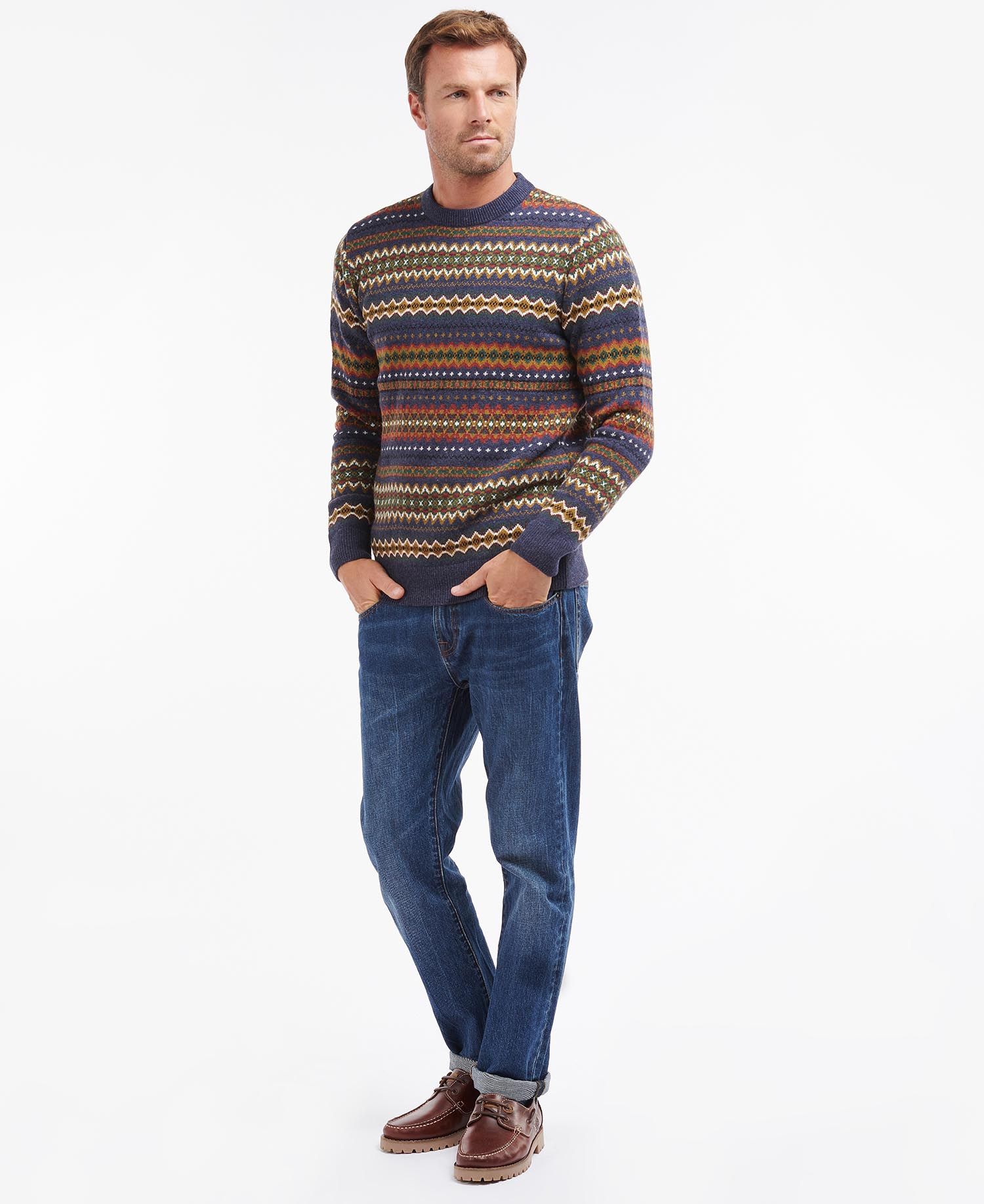 Case Fair Isle Crew Jumper - Navy Marl