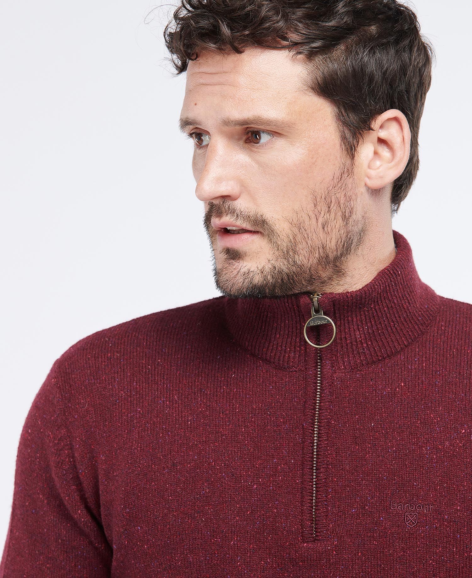 Essential Tisbury Half-Zip Jumper - Ruby