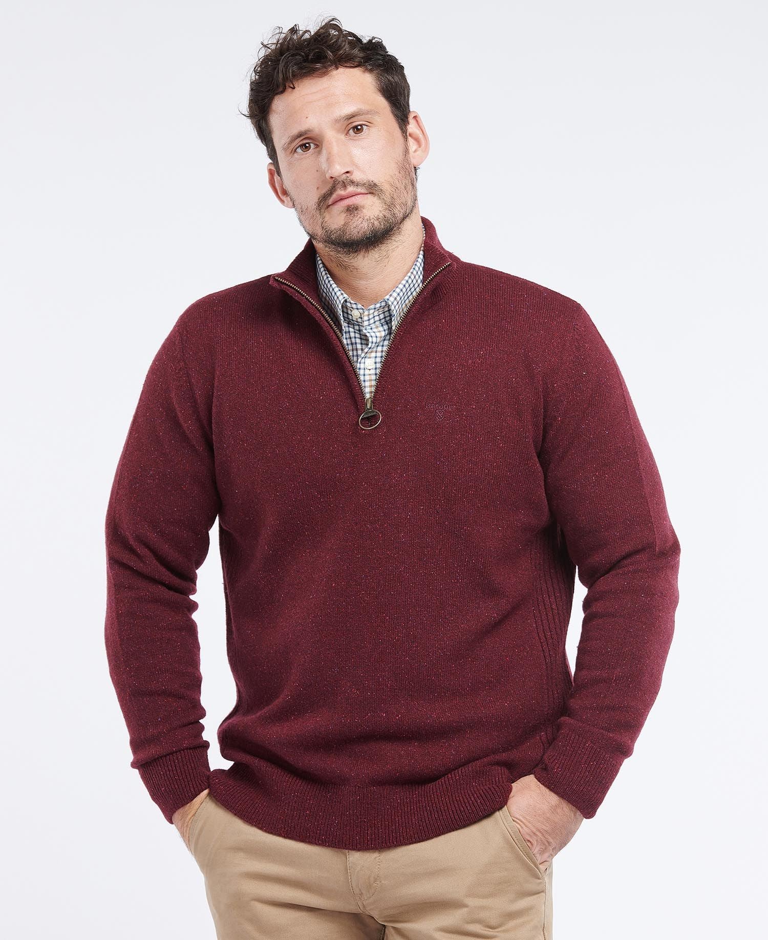 Essential Tisbury Half-Zip Jumper - Ruby