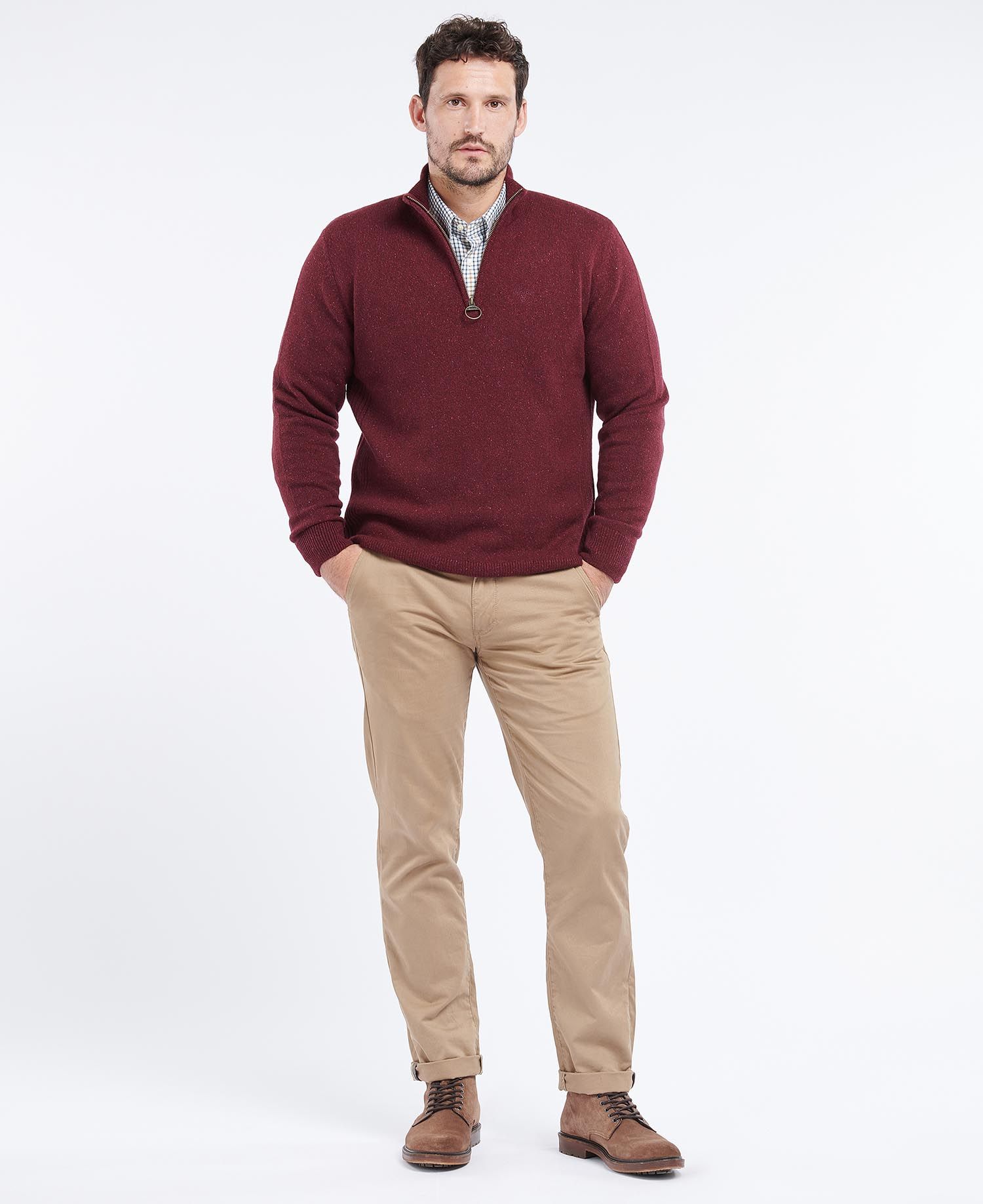 Essential Tisbury Half-Zip Jumper - Ruby