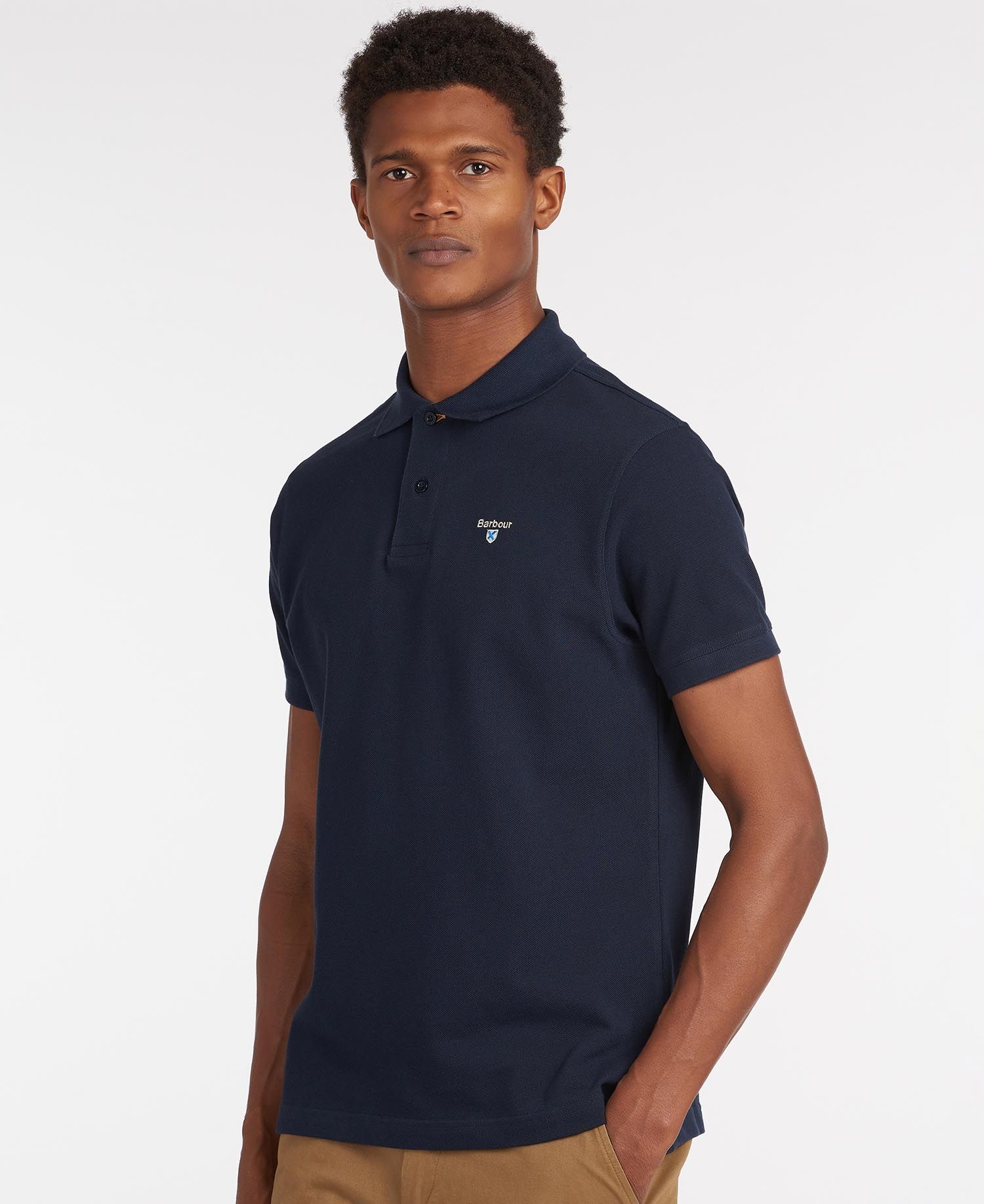 Men's Tartan Pique Polo  - New Navy