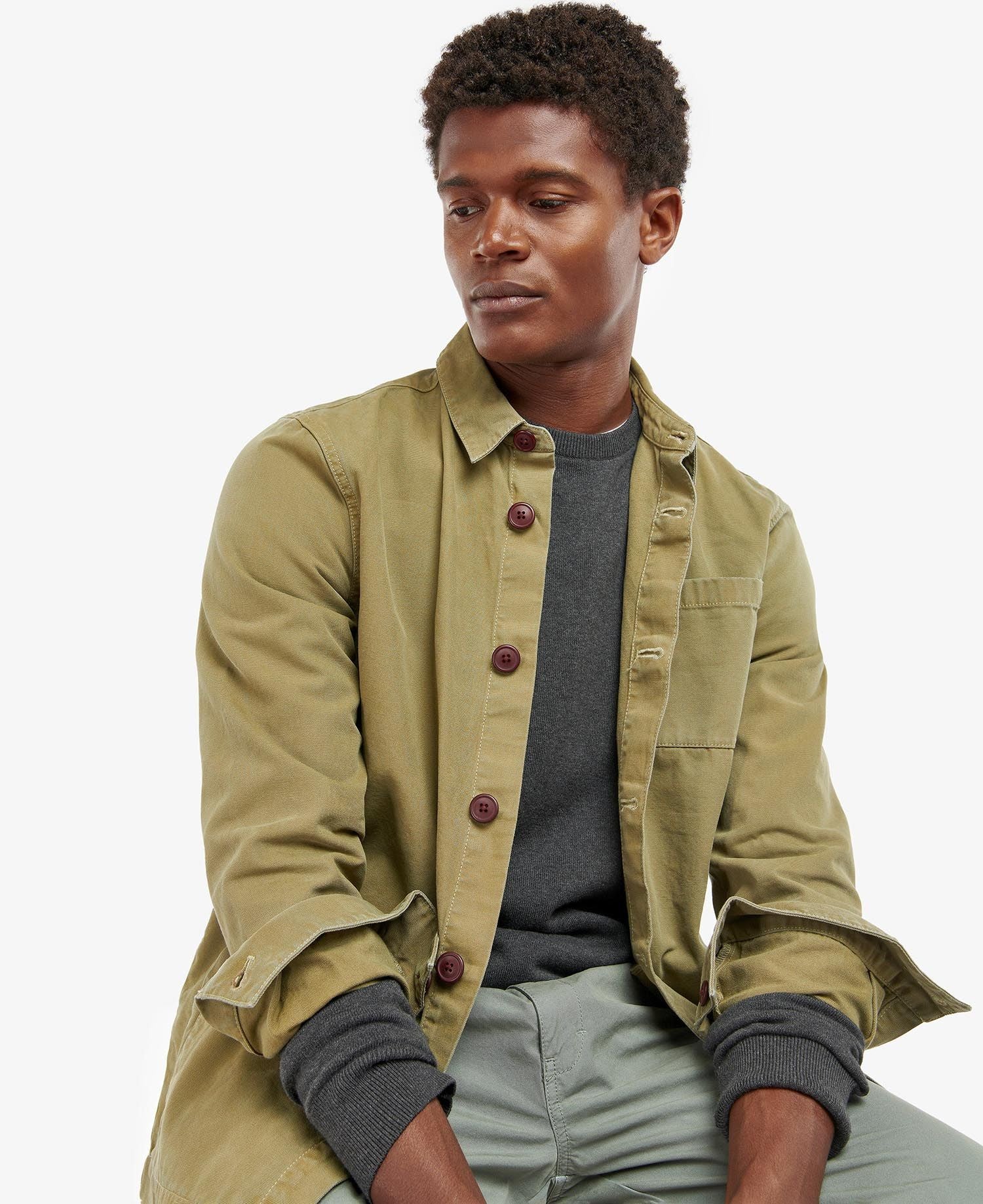 Washed Cotton Overshirt - Bleached Olive