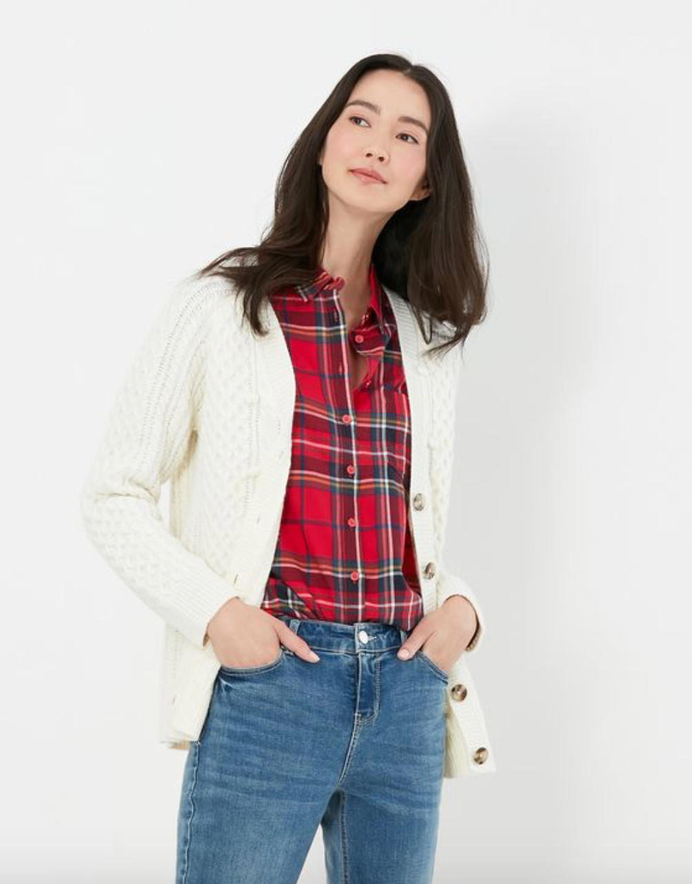 Joules - Women's Heritage Cable Cardigan - Aidy Cream