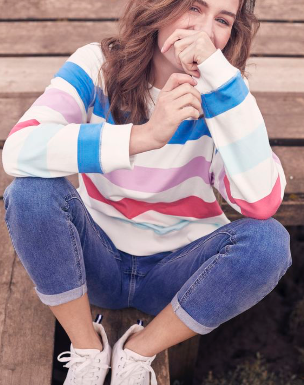 Joules - Women's Monique Crew Neck Sweatshirt - Multi Stripe