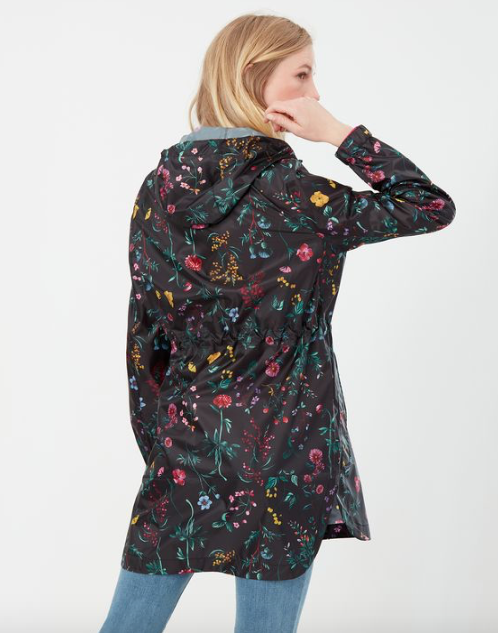 Joules - Women's Golightly Printed Waterproof Packable Jacket - Black Floral