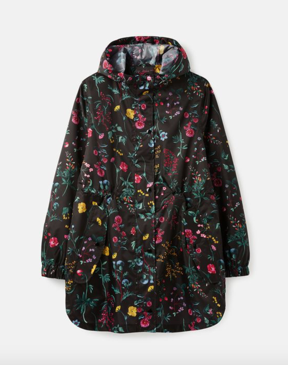 Joules - Women's Golightly Printed Waterproof Packable Jacket - Black Floral