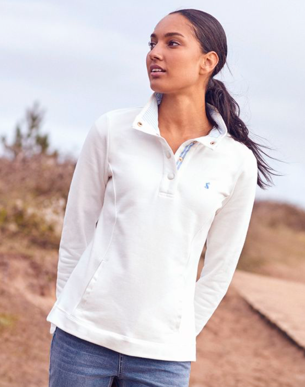 Joules - Women's Funnel Neck Sweatshirt - Beachy Cream