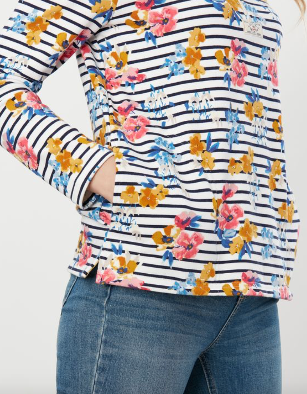Pip Cream Navy Floral Half Zip Sweatshirt