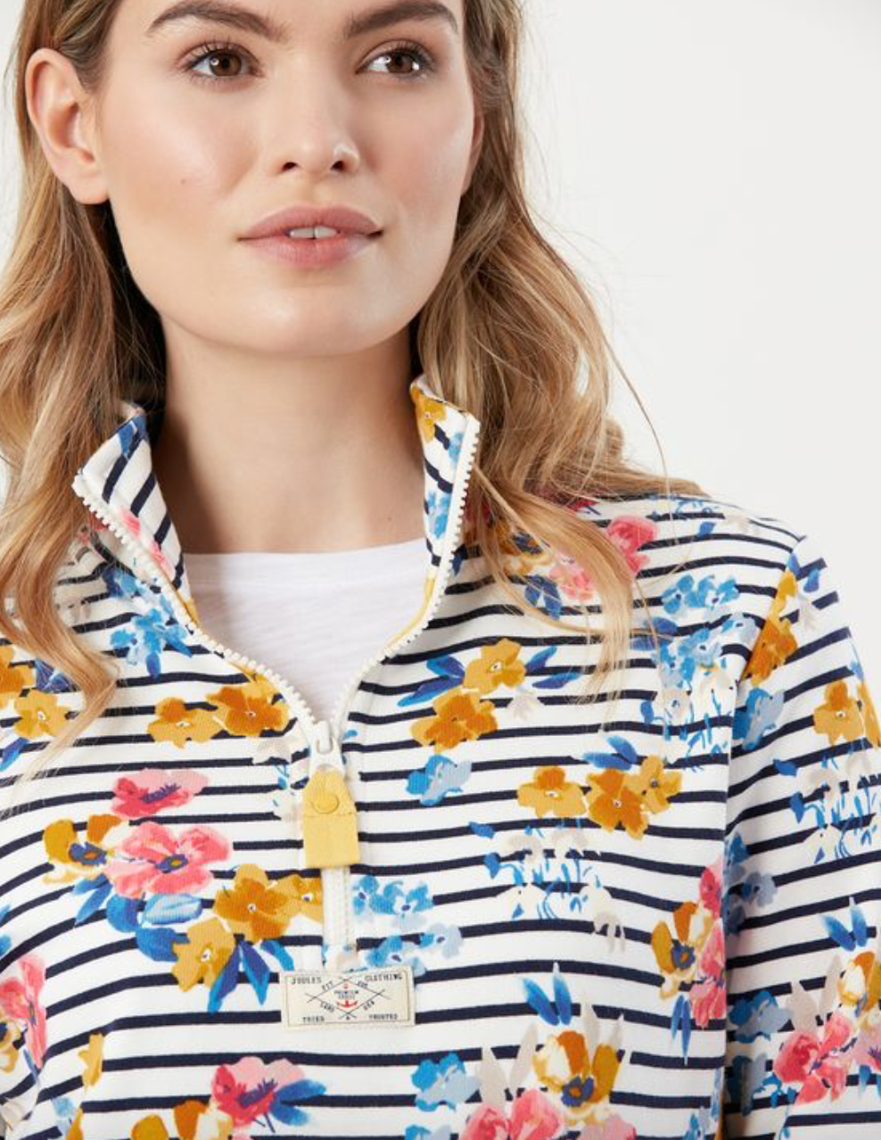 Pip Cream Navy Floral Half Zip Sweatshirt