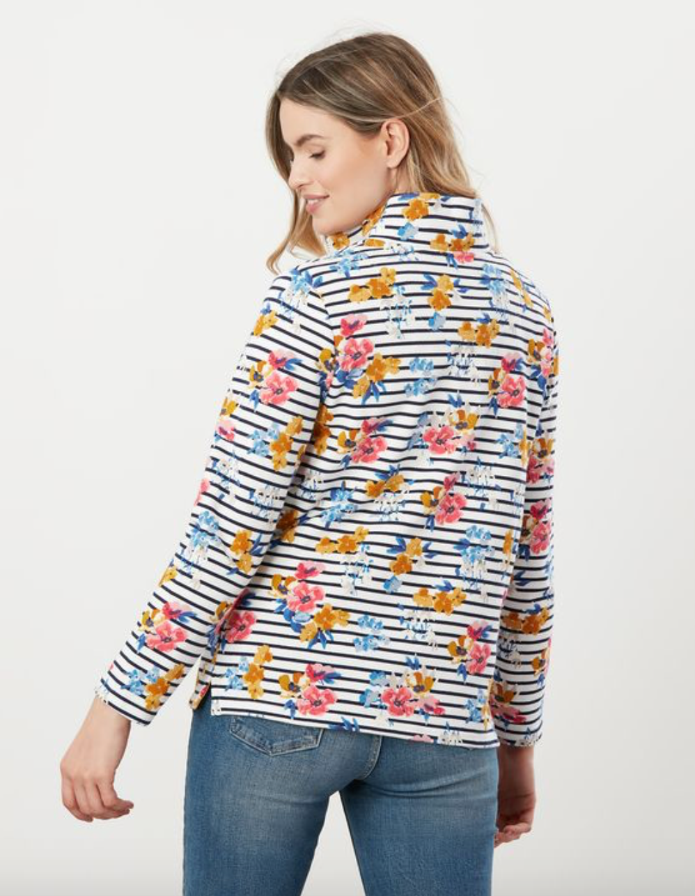 Pip Cream Navy Floral Half Zip Sweatshirt