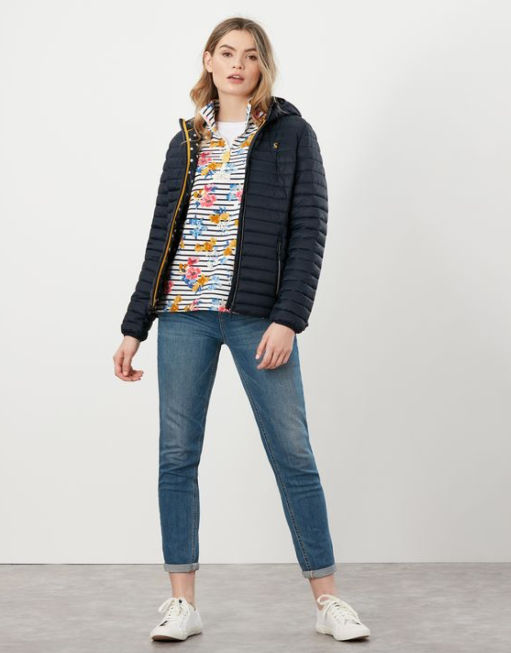 Pip Cream Navy Floral Half Zip Sweatshirt