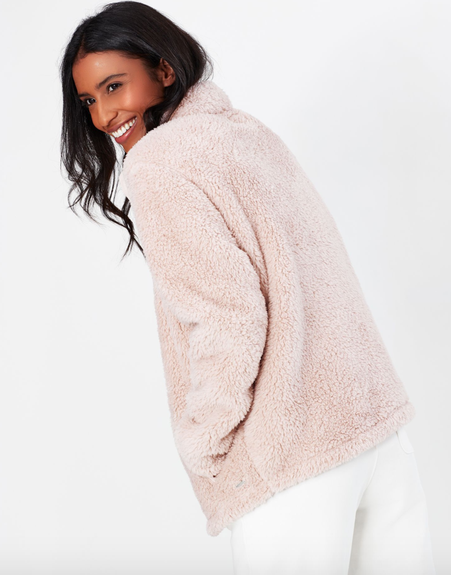 Polly Fleece Zip Neck Jumper in Pink