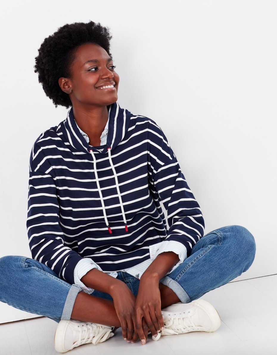 Blue and white striped hoodie deals