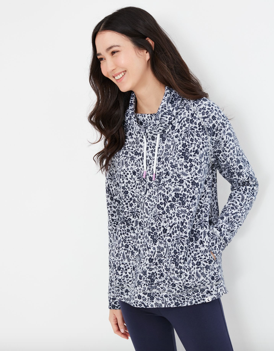 Nadia Print Funnel Neck Sweater in Marl Ditsy