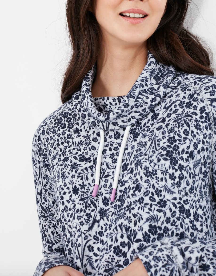 Nadia Print Funnel Neck Sweater in Marl Ditsy
