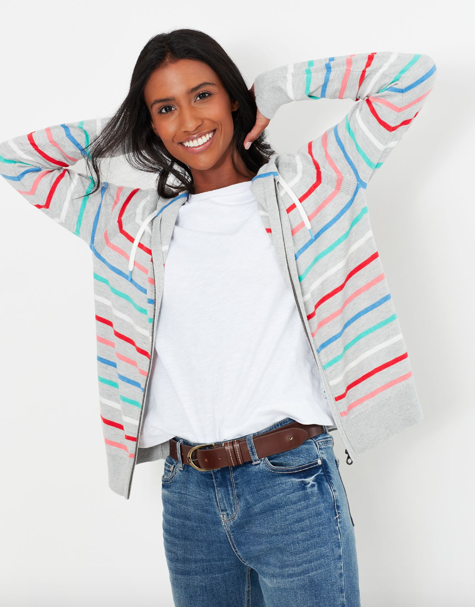 Women's Witham Stripe Hooded Sweatshirt - Grey Multi Stripe