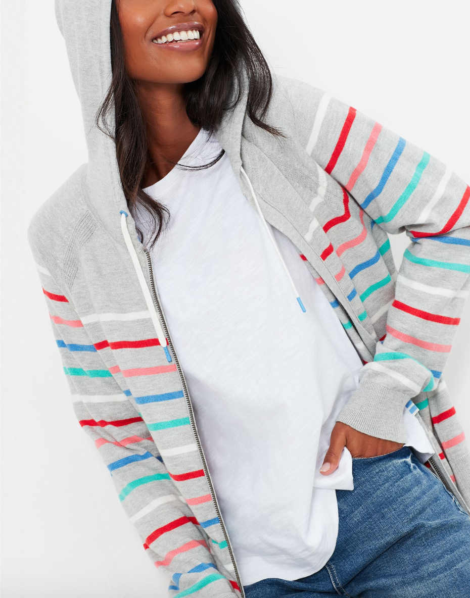 Women's Witham Stripe Hooded Sweatshirt - Grey Multi Stripe