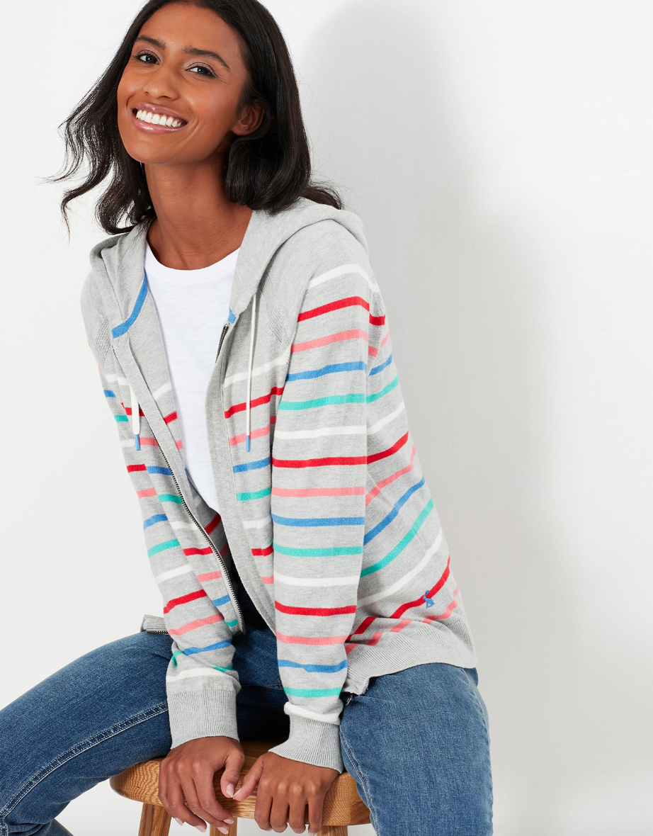 Women's Witham Stripe Hooded Sweatshirt - Grey Multi Stripe