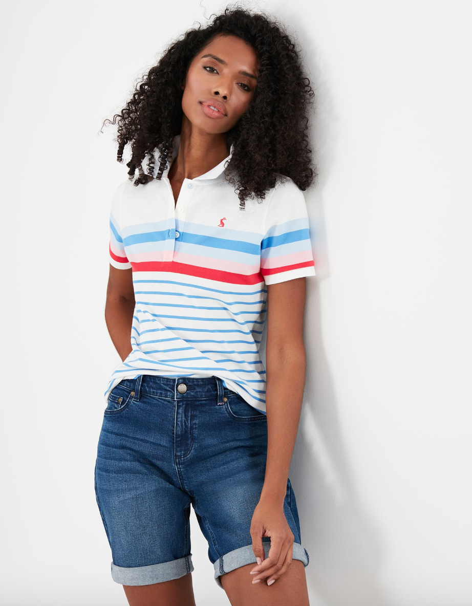 Pippa Stripe Polo Shirt in Cream Stripe