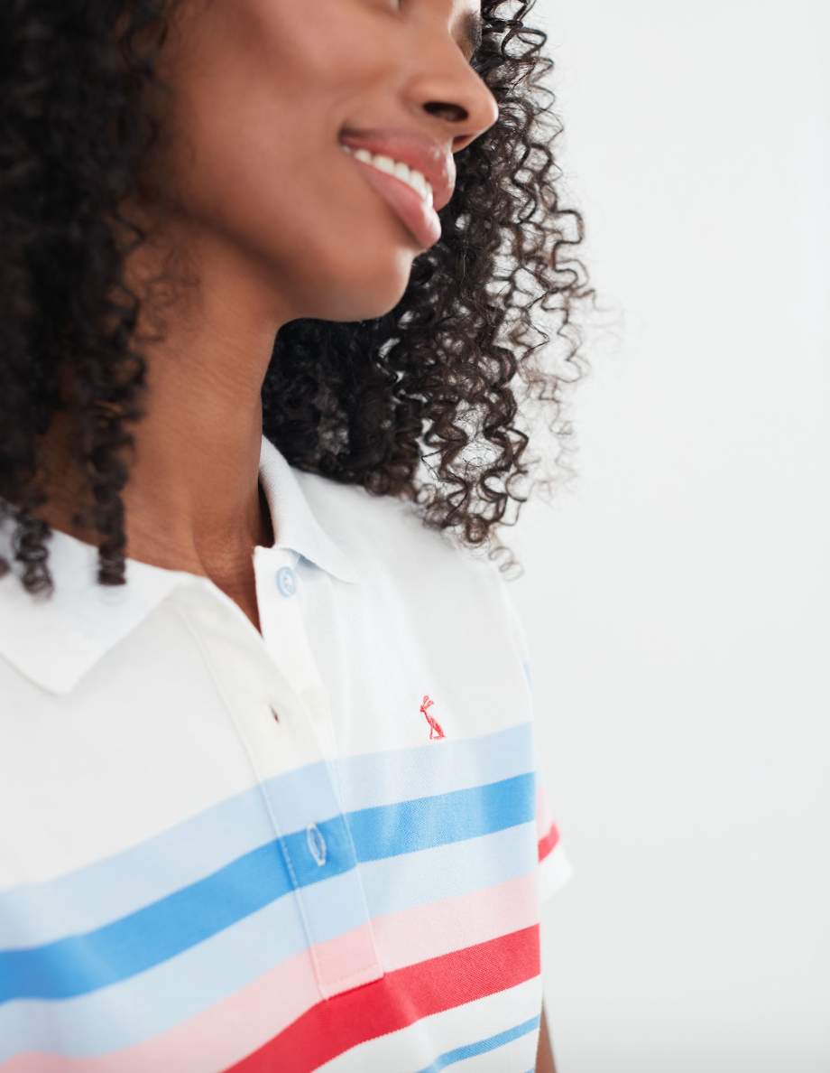 Pippa Stripe Polo Shirt in Cream Stripe