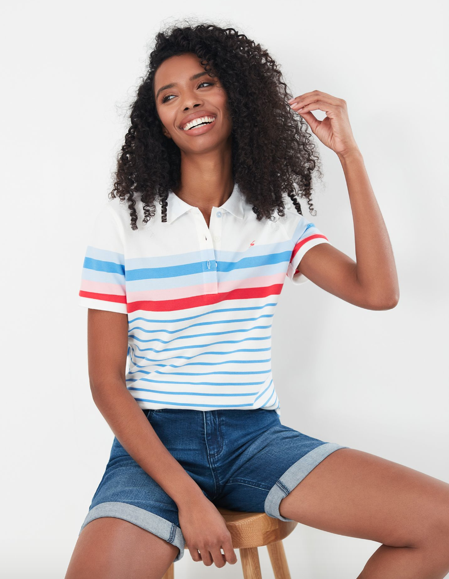 Pippa Stripe Polo Shirt in Cream Stripe