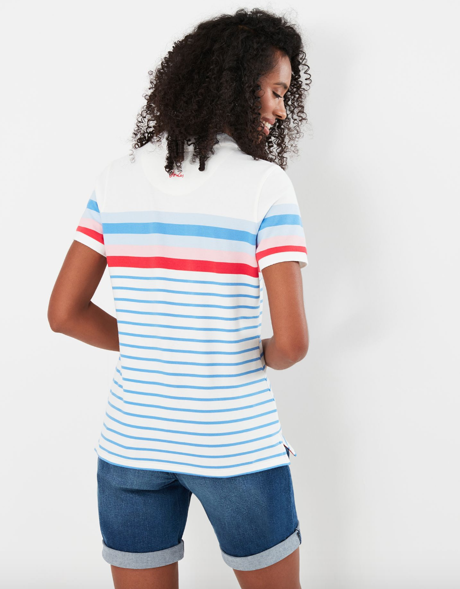 Pippa Stripe Polo Shirt in Cream Stripe