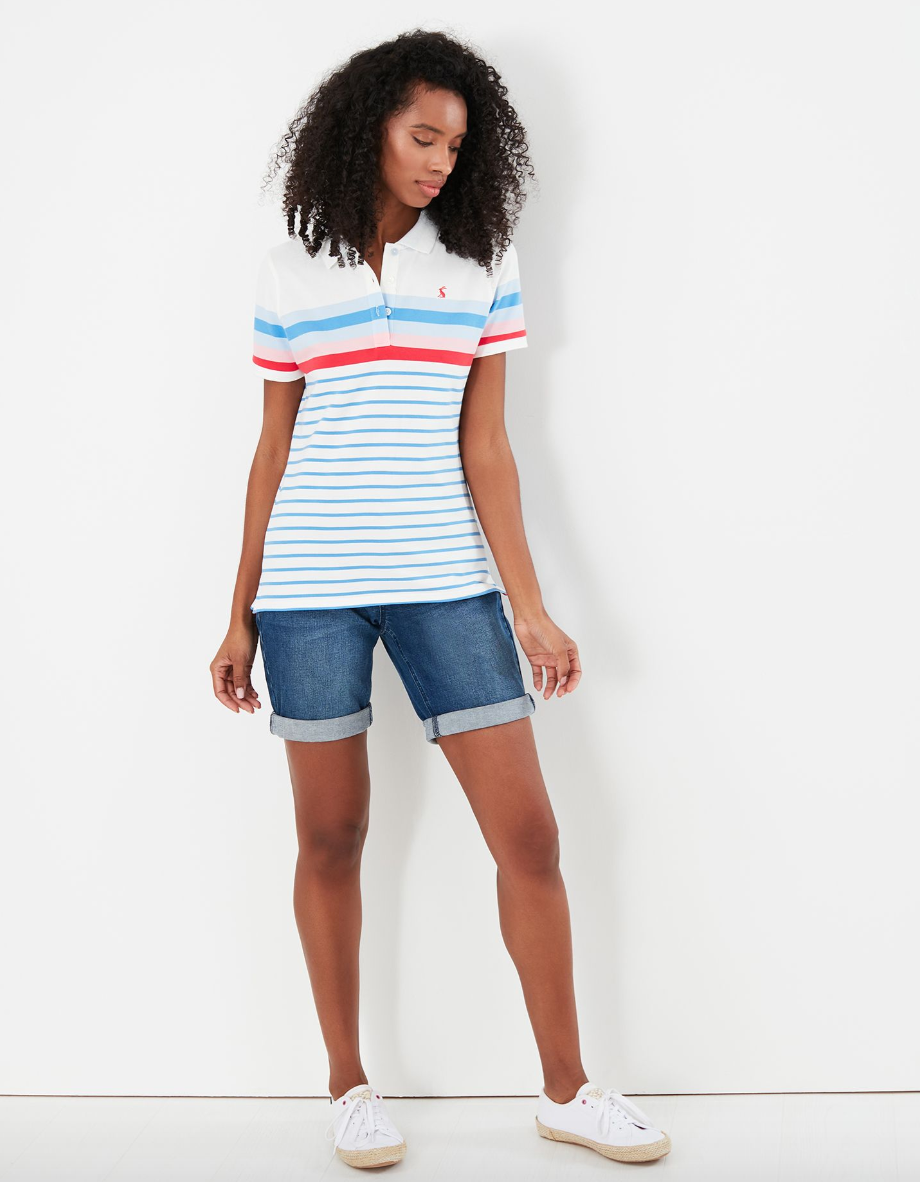 Pippa Stripe Polo Shirt in Cream Stripe