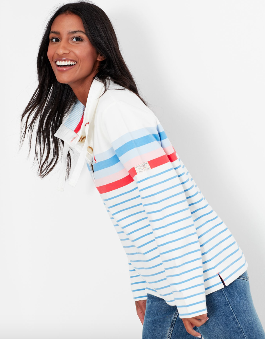 Saunton Funnel Neck Sweatshirt in Multi Stripe