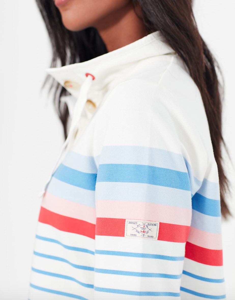 Saunton Funnel Neck Sweatshirt in Multi Stripe