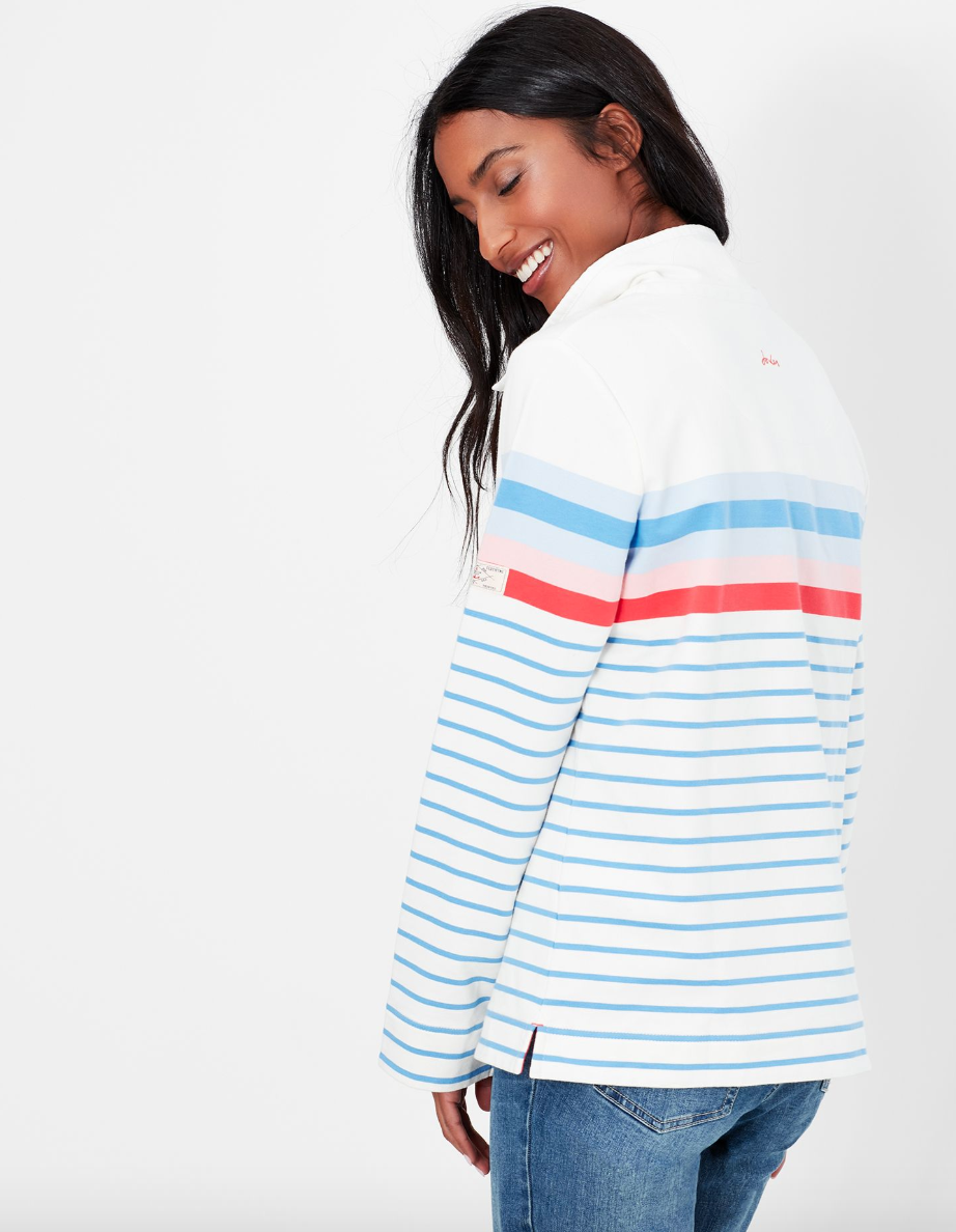 Saunton Funnel Neck Sweatshirt in Multi Stripe