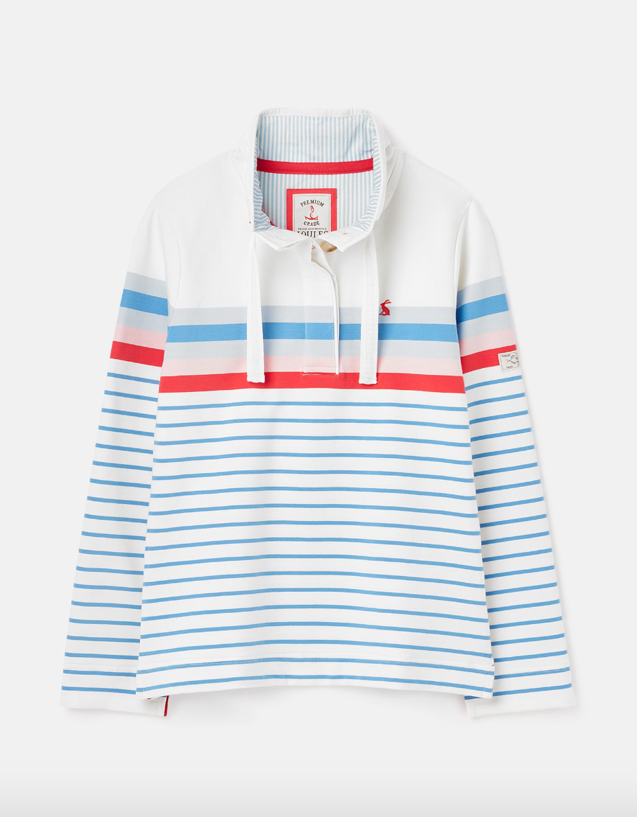 Saunton Funnel Neck Sweatshirt in Multi Stripe