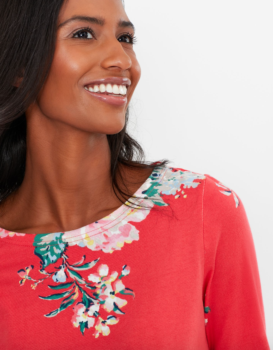 Harbour Print Long Sleeve Jersey Top - Pink Floral