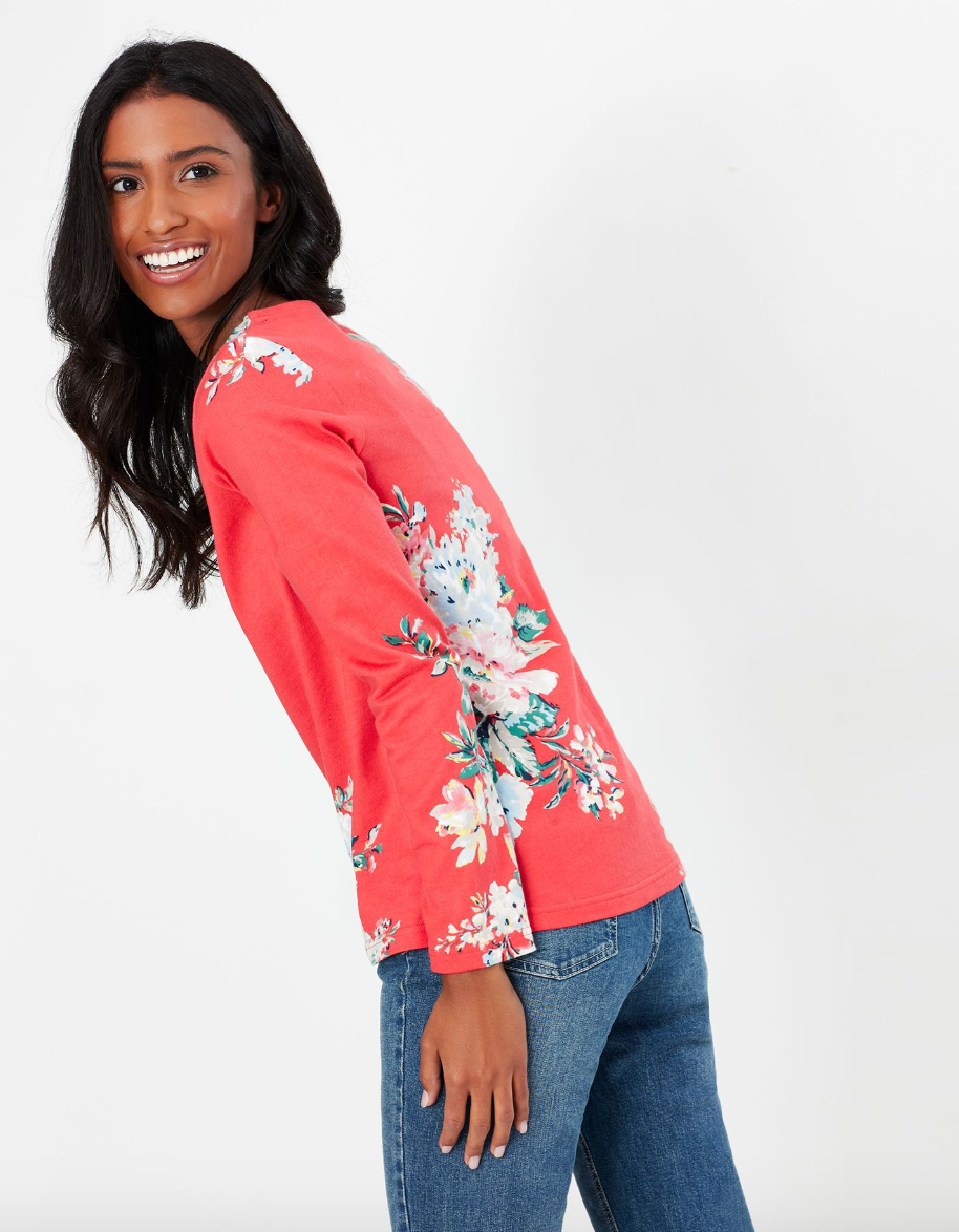Harbour Print Long Sleeve Jersey Top - Pink Floral