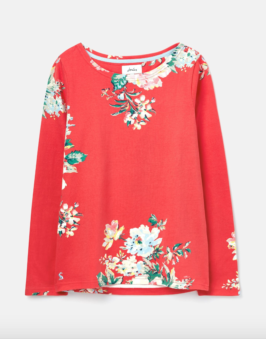 Harbour Print Long Sleeve Jersey Top - Pink Floral