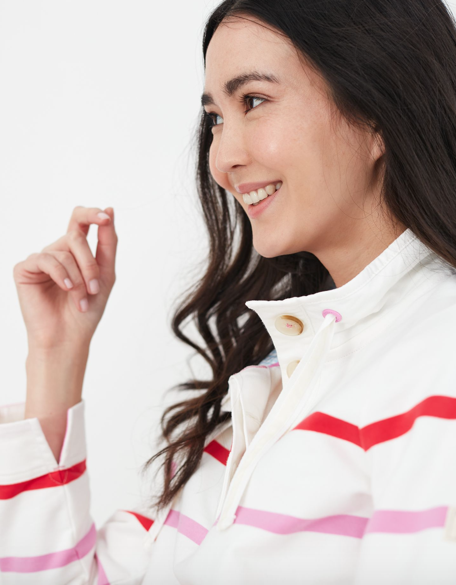 Saunton Funnel Neck Sweatshirt in Cream Multi Stripe