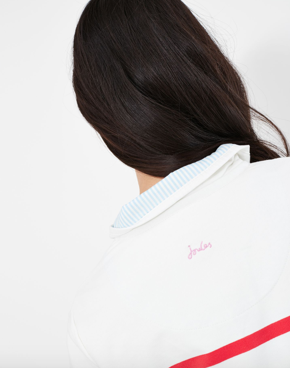Saunton Funnel Neck Sweatshirt in Cream Multi Stripe
