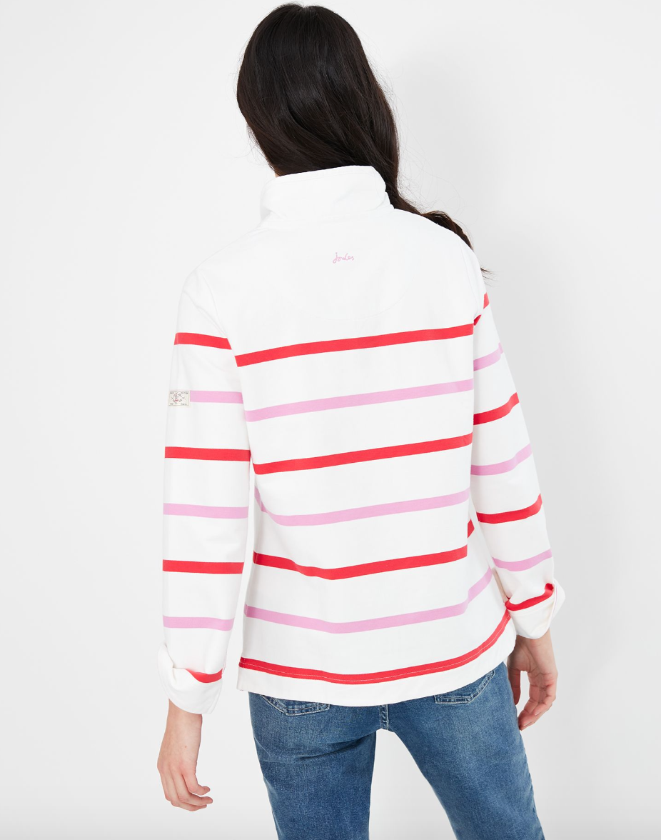 Saunton Funnel Neck Sweatshirt in Cream Multi Stripe