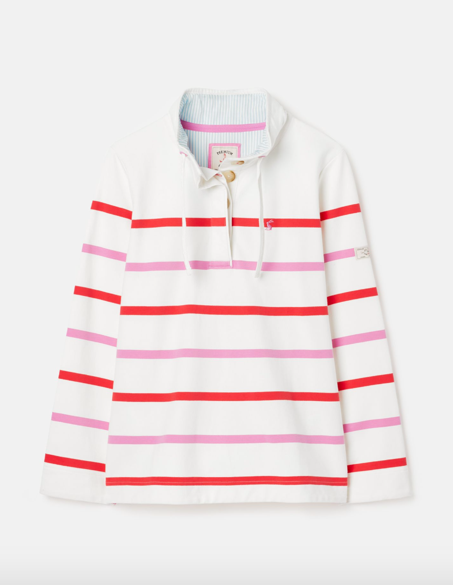 Saunton Funnel Neck Sweatshirt in Cream Multi Stripe