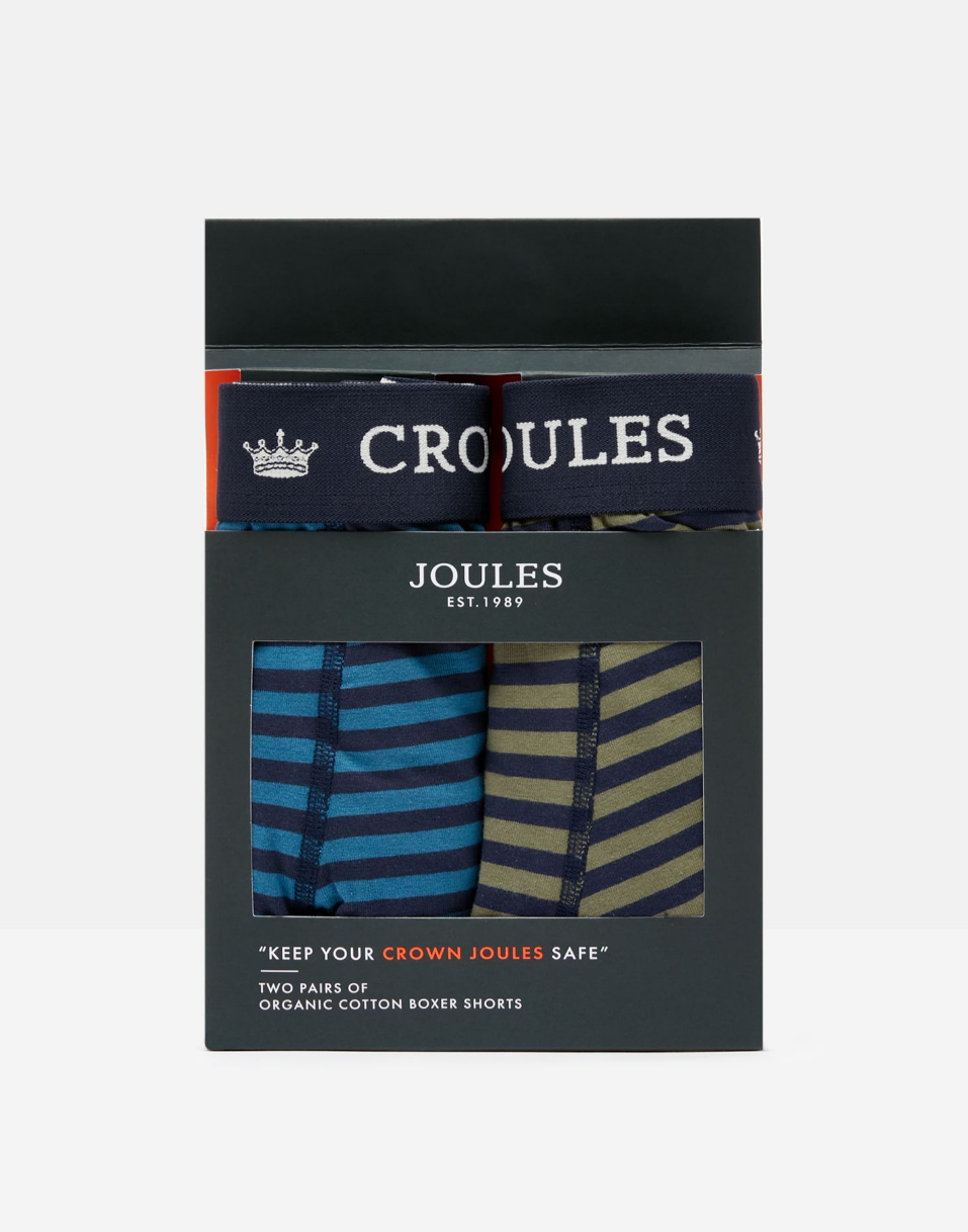 Men's Crown Joules Cotton Boxers 2 Pack- Stripe