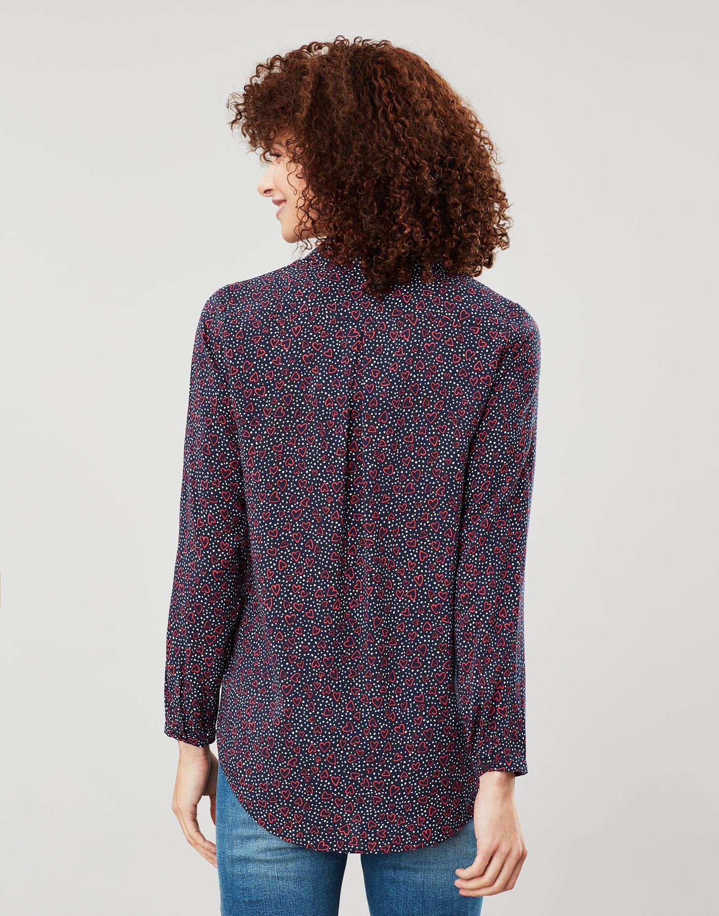 Joules Elvina Button Front Shirt - Dotty Heart Print