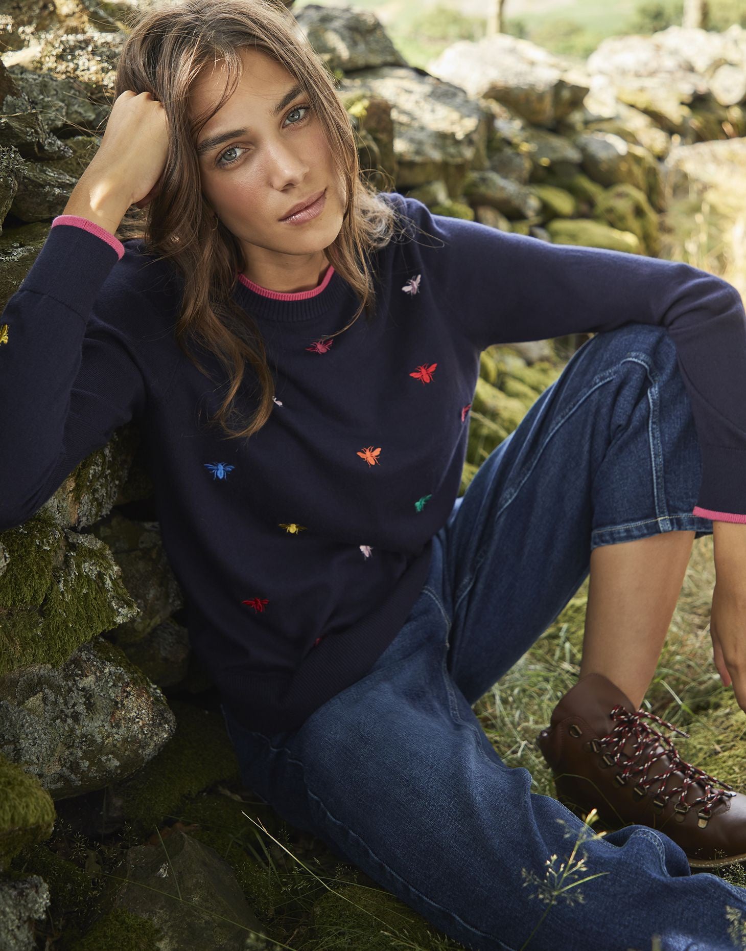 Women's Mariella Intarsia Jumper - Navy Bee