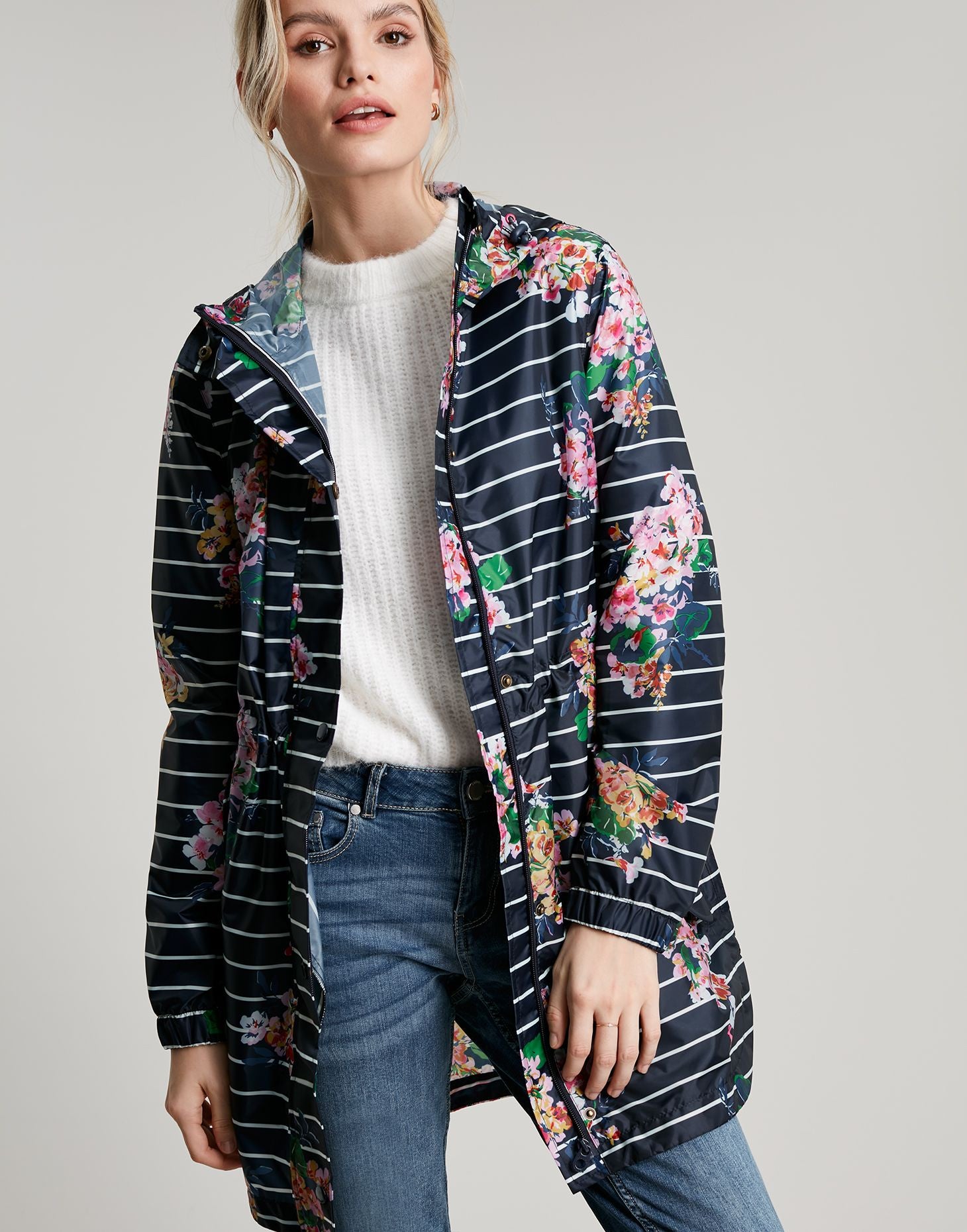 Golightly Printed Waterproof Packaway - Floral Stripe