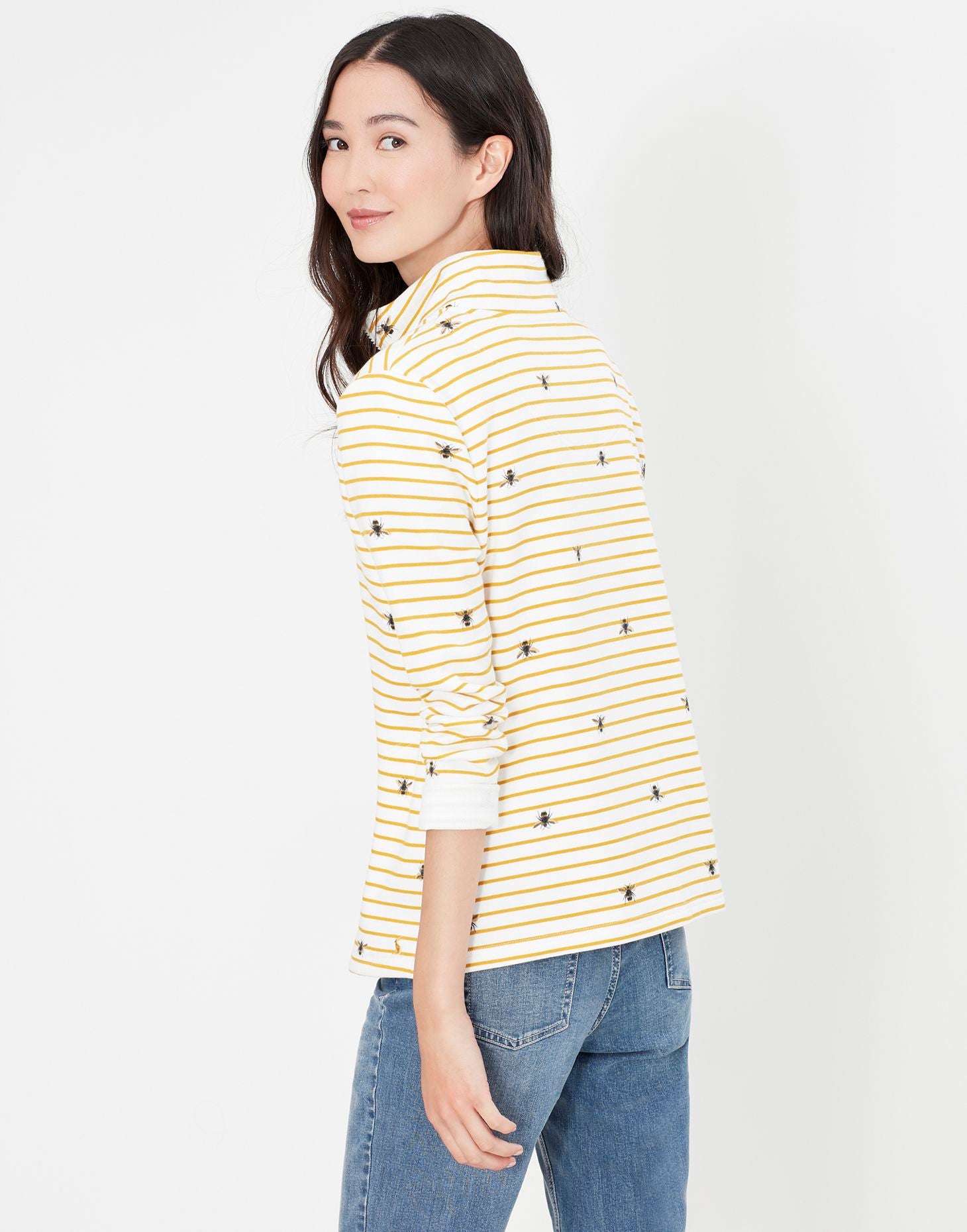 Pip Print Print Casual Half Zip Sweatshirt - Yellow Stripe Bee