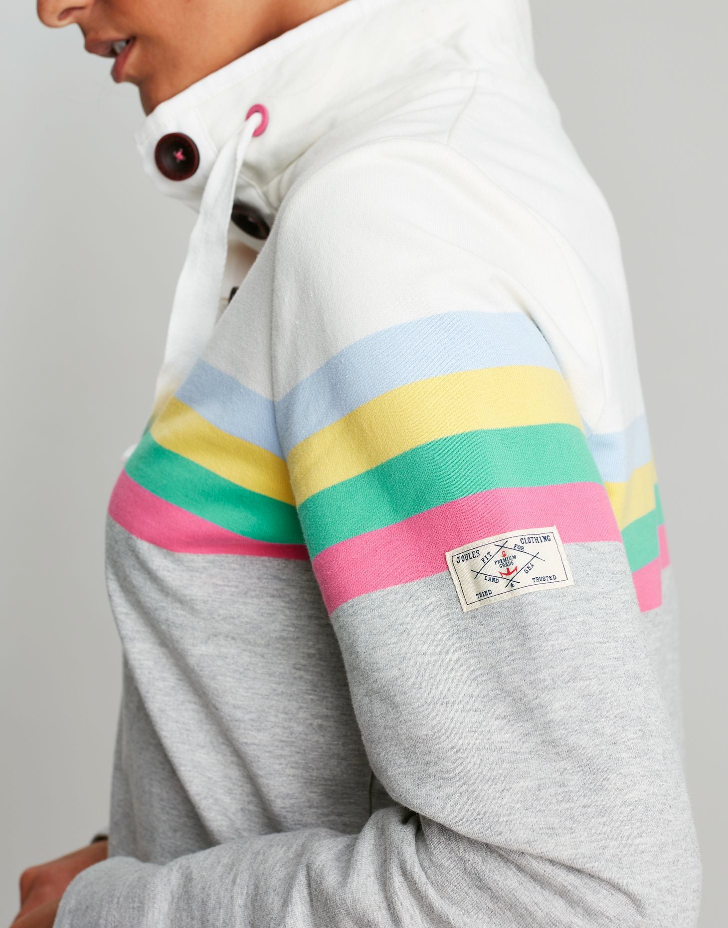 Women's Saunton Funnel Neck Sweatshirt - Grey Marl Stripe