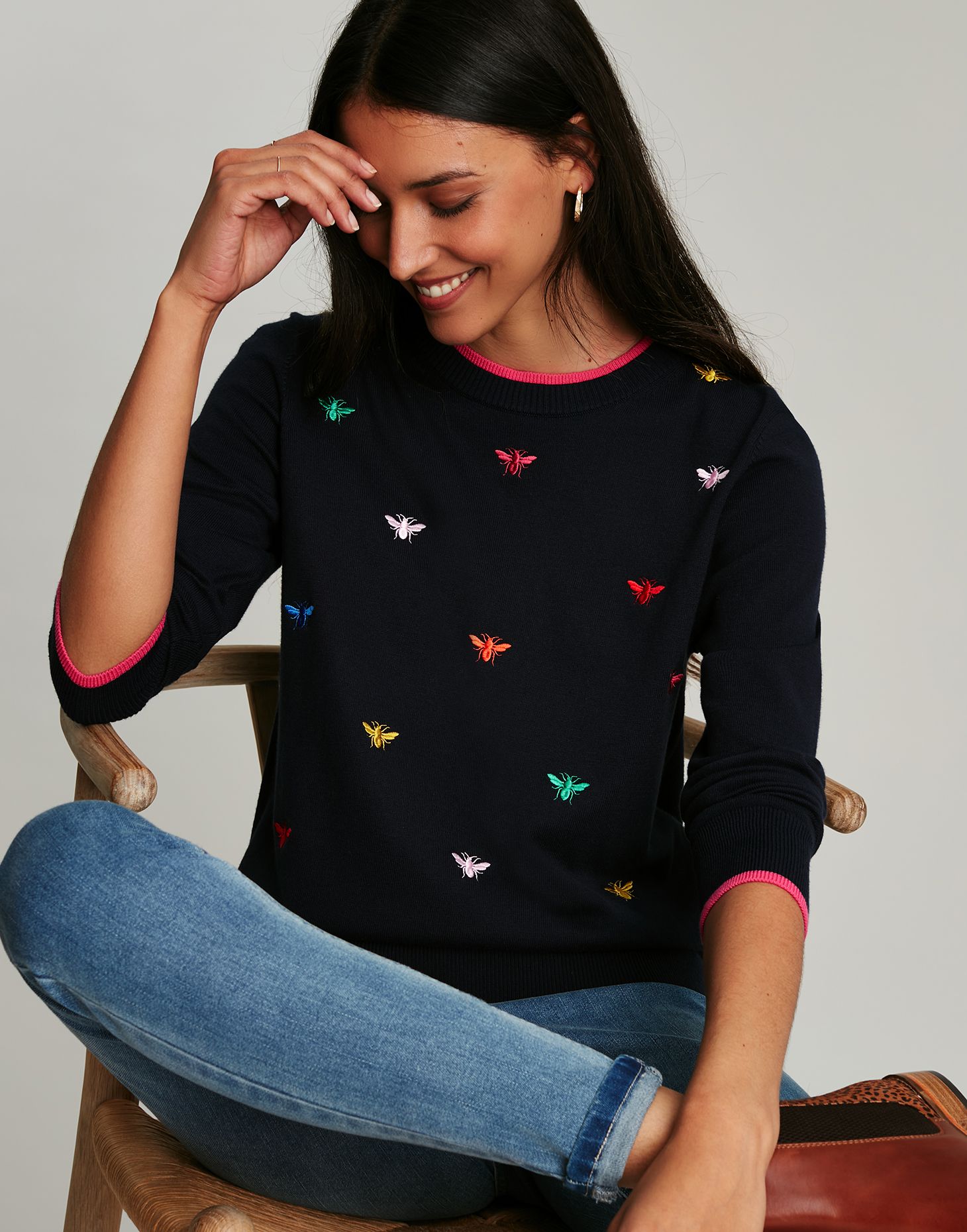 Women's Mariella Intarsia Jumper - Navy Bee