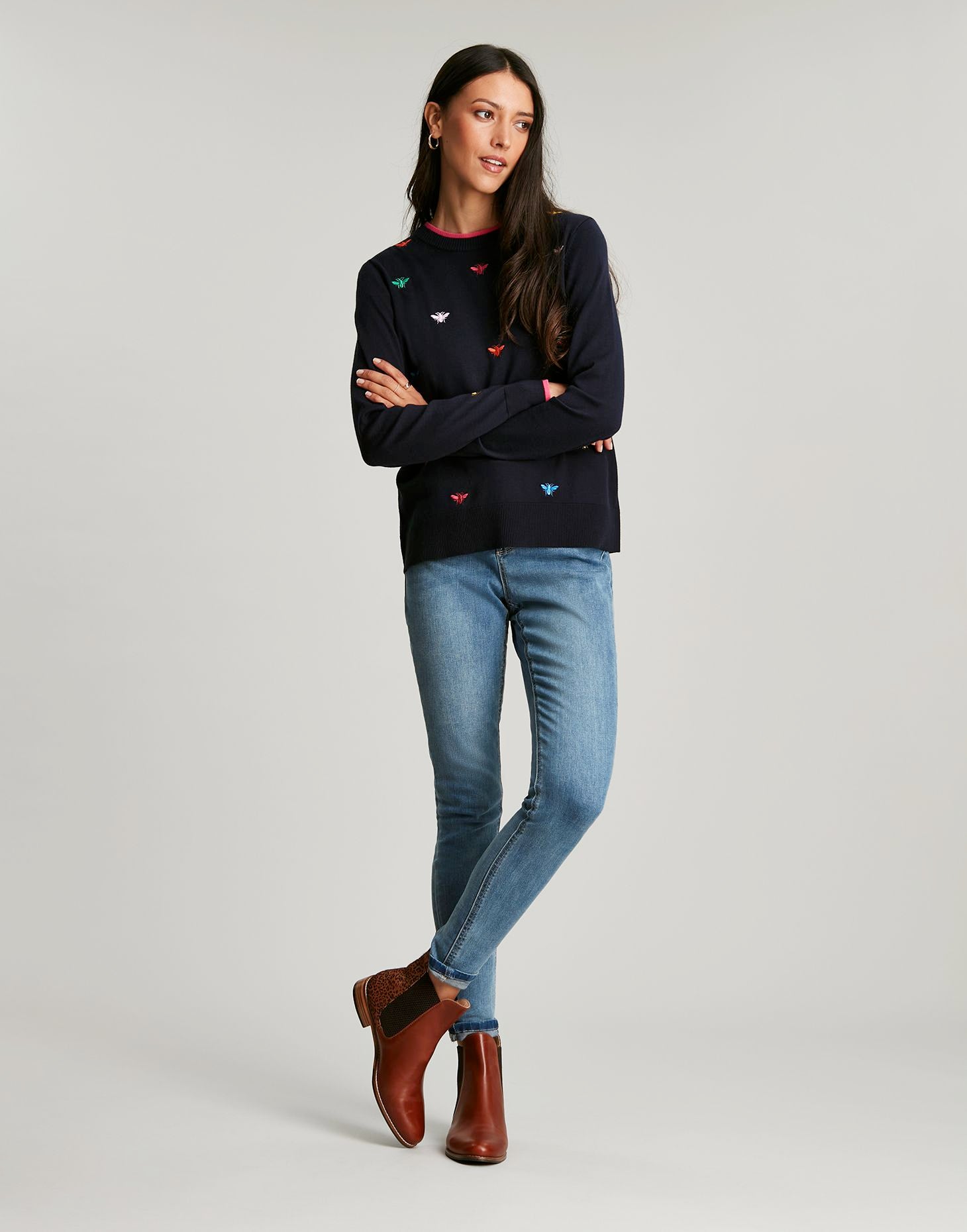 Women's Mariella Intarsia Jumper - Navy Bee