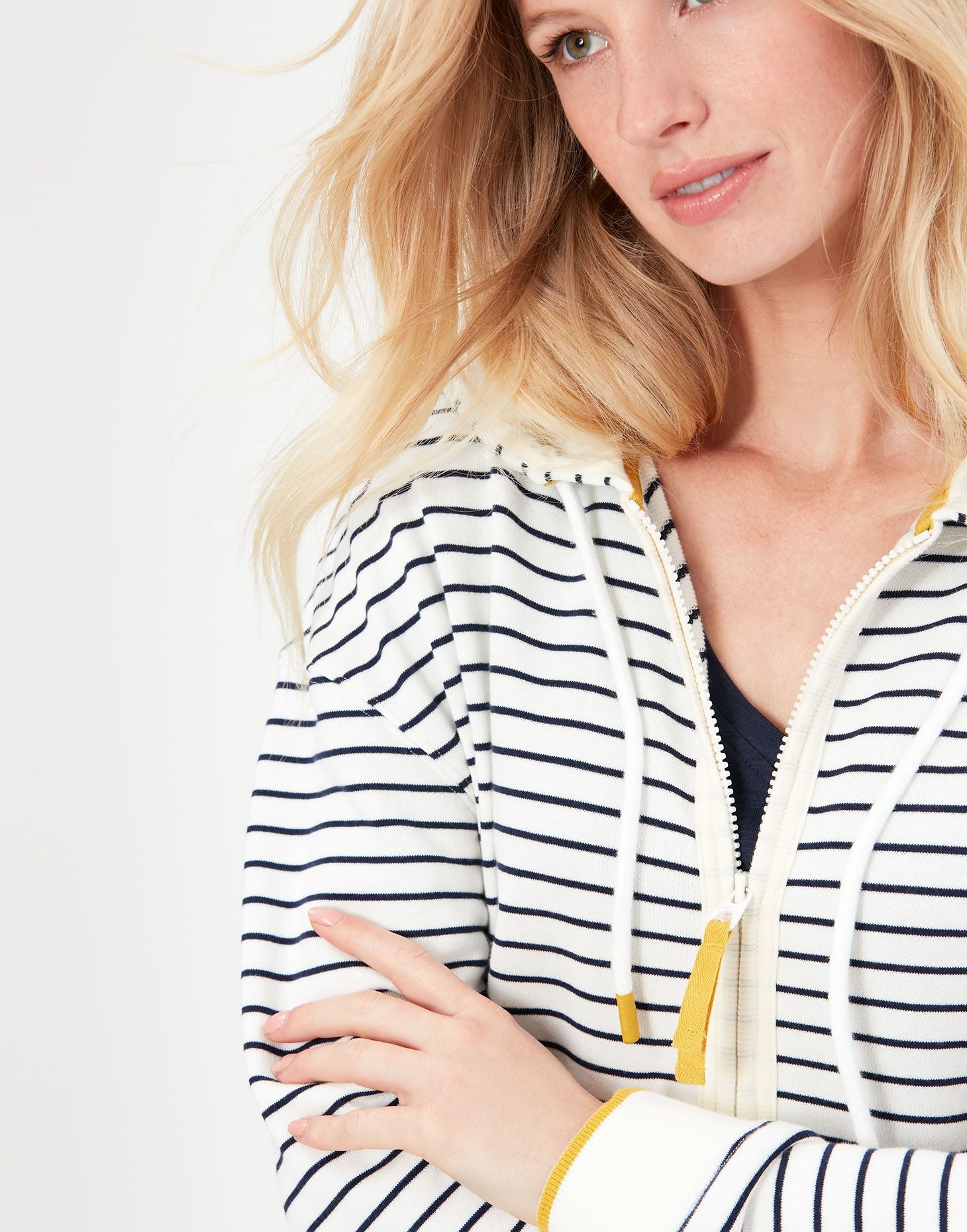 Oakham Zip Through Sweatshirt - Cream Navy Bee