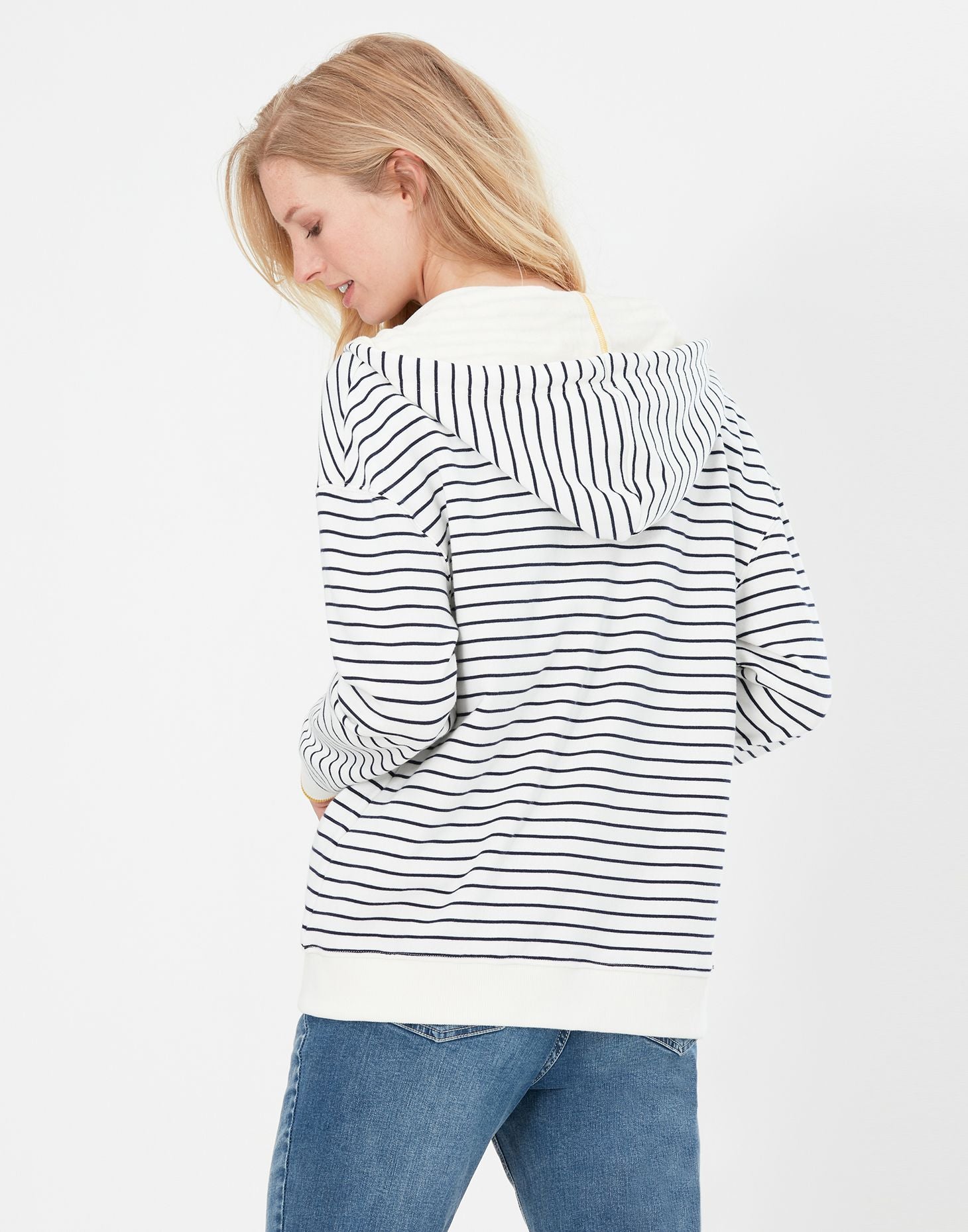 Oakham Zip Through Sweatshirt - Cream Navy Bee