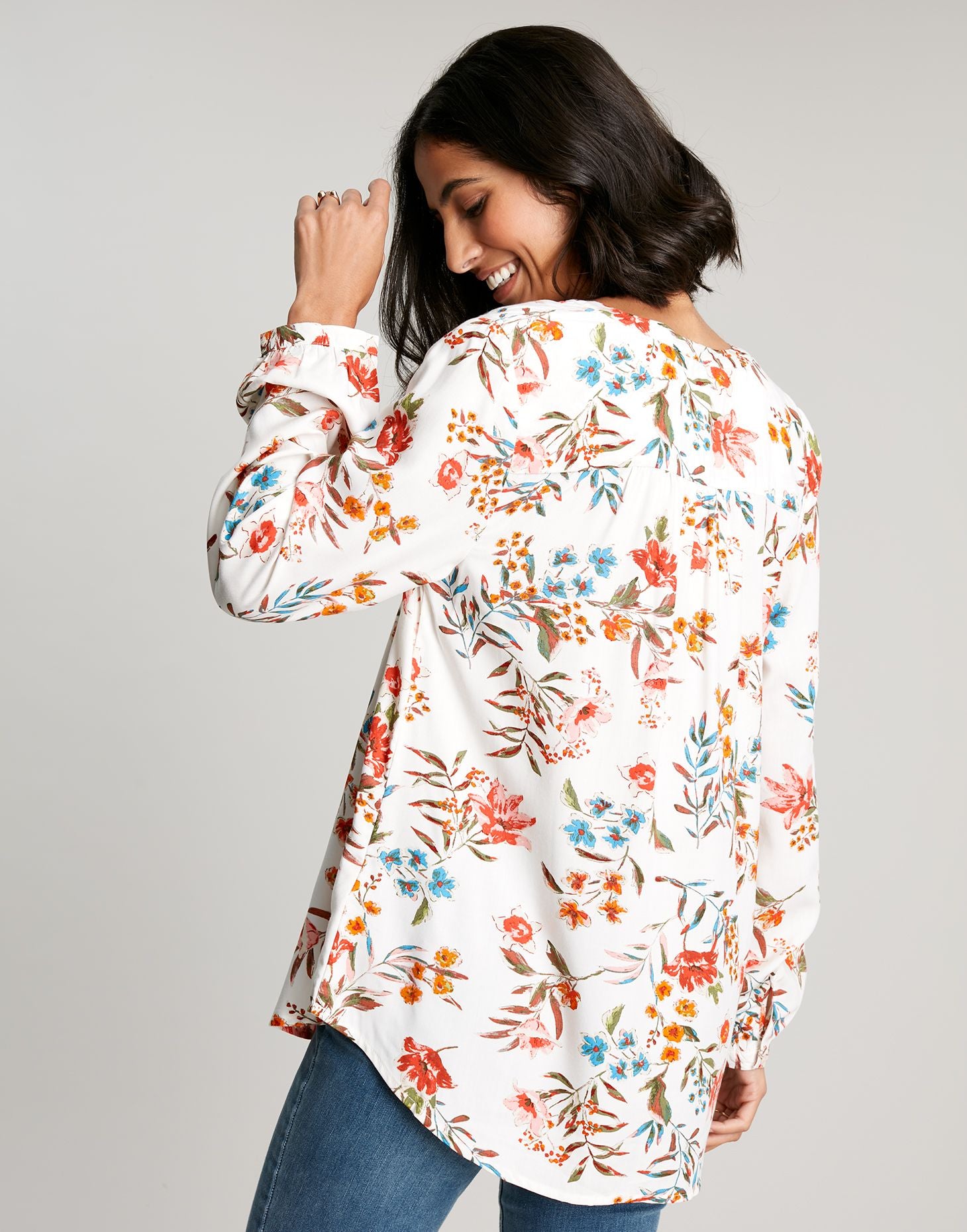 Women's Georgia Pop Over Top - Cream Floral
