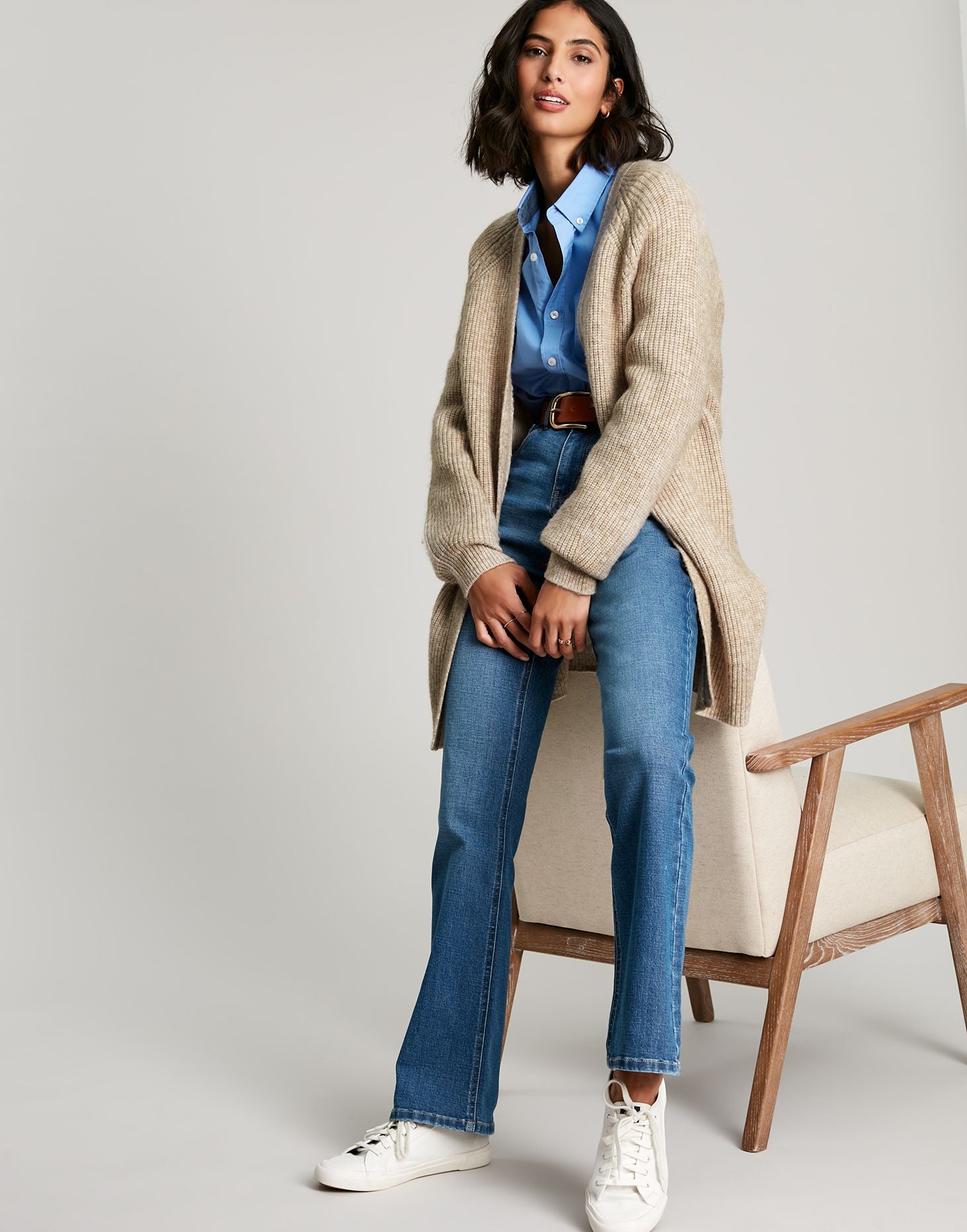 Florence Longline Cable Raglan Cardigan - Oat